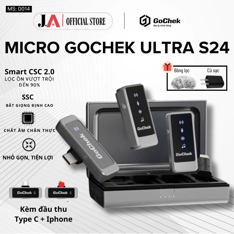 Micro thu âm không dây GoChek Ultra S24 Chính Hãng,Tích hợp 2 chân cắm Lọc Tạp Âm Giảm Ồn Chuyên Nghiệp (J.A SHOP)