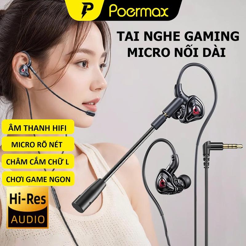 Tai nghe chơi game có míc dành cho điện thoại đeo kín chắc chắn thoải mái không đau tai- Poermax G59
