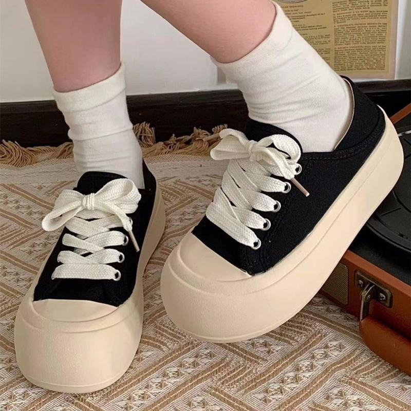 Giày Thể Thao Nữ Vải Canvas Đế Bánh Mì 3cm Giày Lười Đạp Gót Midu Loại 1 QC FullBox