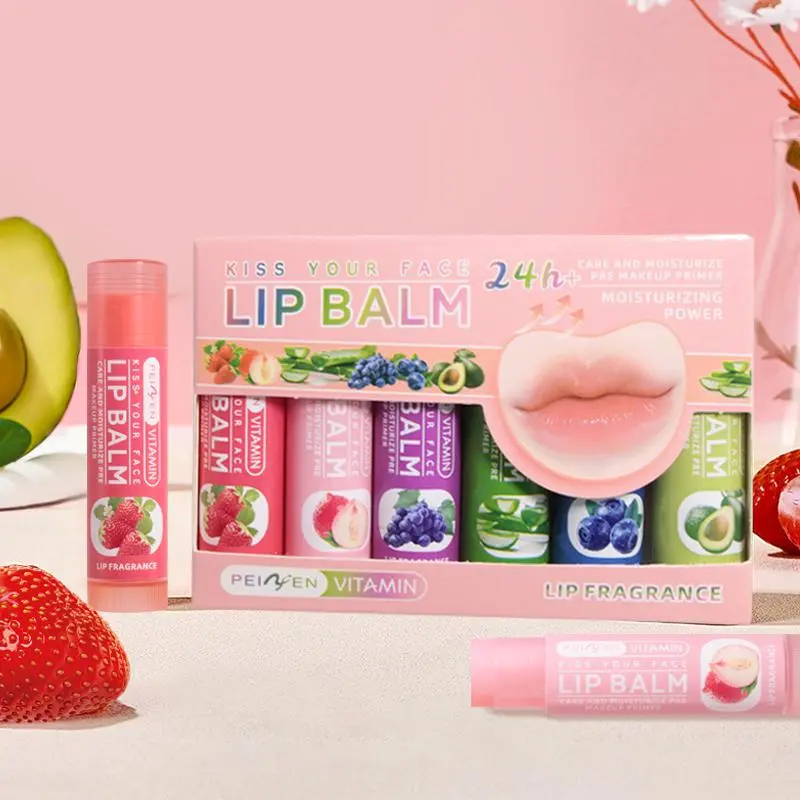 Fruit Jelly Moisturizing Lip Balm, 6pcs/set Long Lasting Lipstick, Hydrating Lip Balm, Lip Care Lipstick, Plumping Lip Oil Lip Stick for Girls & Women, Jelly Lips Moisturizer