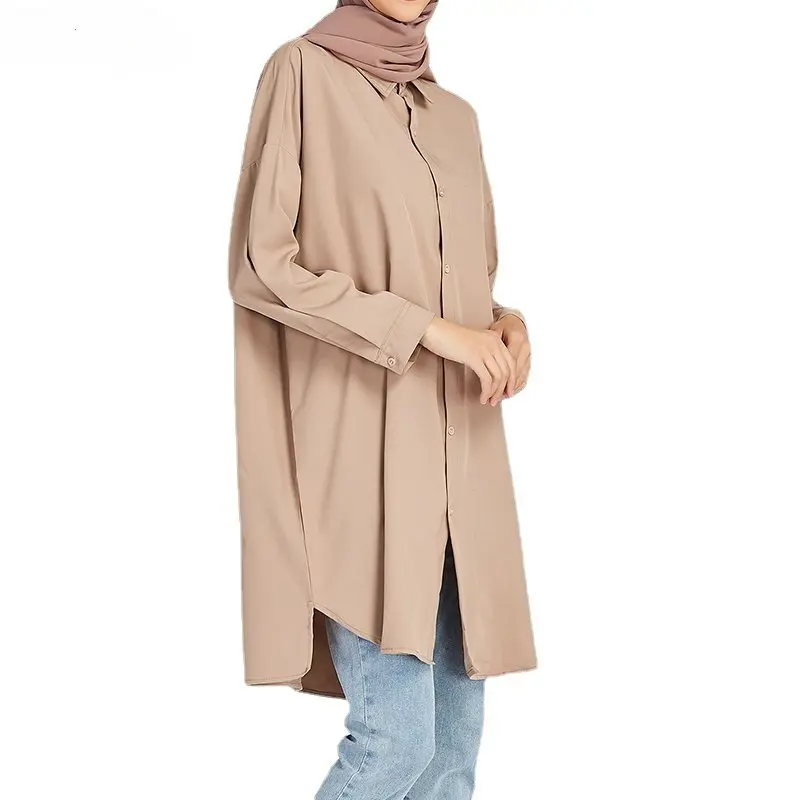 ZANZEN Korean Women Loose Retro Shirt Blouse Button Cuffs Three Quarter Sleeve Casual Lapel Neck Solid Blouse Style Top Clothing Womenswear