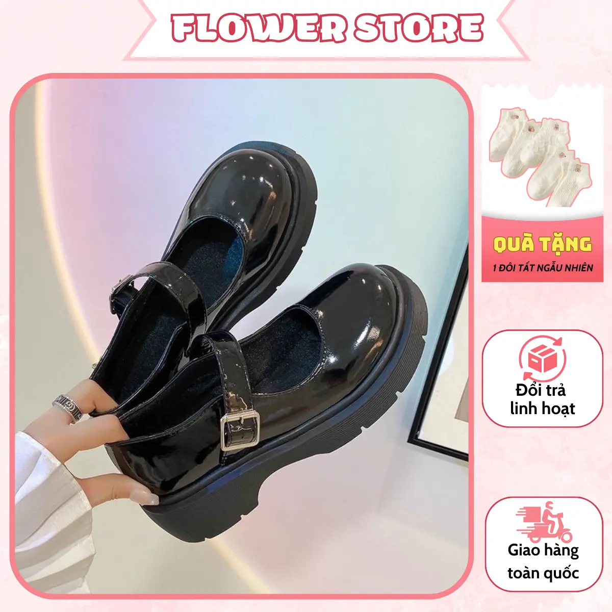 [ MUA 1 TẶNG 1 ]  Giày Lolita đế cao 7,5 cm tiểu thư xinh xắn phong cách Hàn Quốc G16 - Tặng 1d tất thêu hình ngẫu nhiên