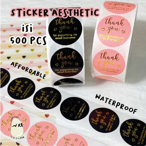 500 pcs Holographic Sticker Roll Thank You stiker terima kasih Warna Seal Label packaging label name