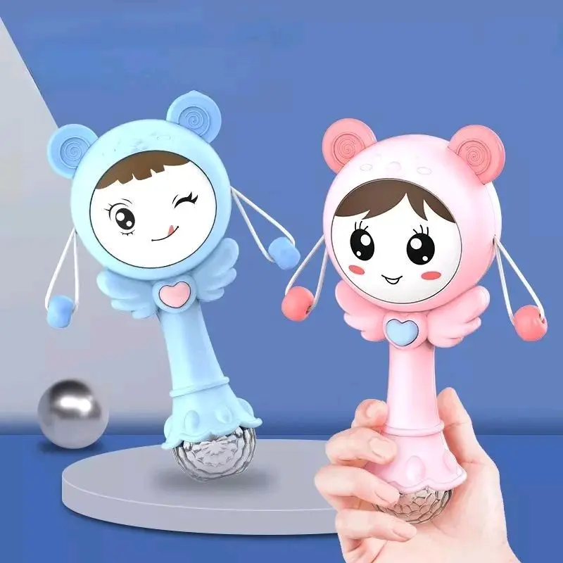 Mainan Rattle Drum Musik+Lampu Teether Bersuara Lucu Lampu Toys 3