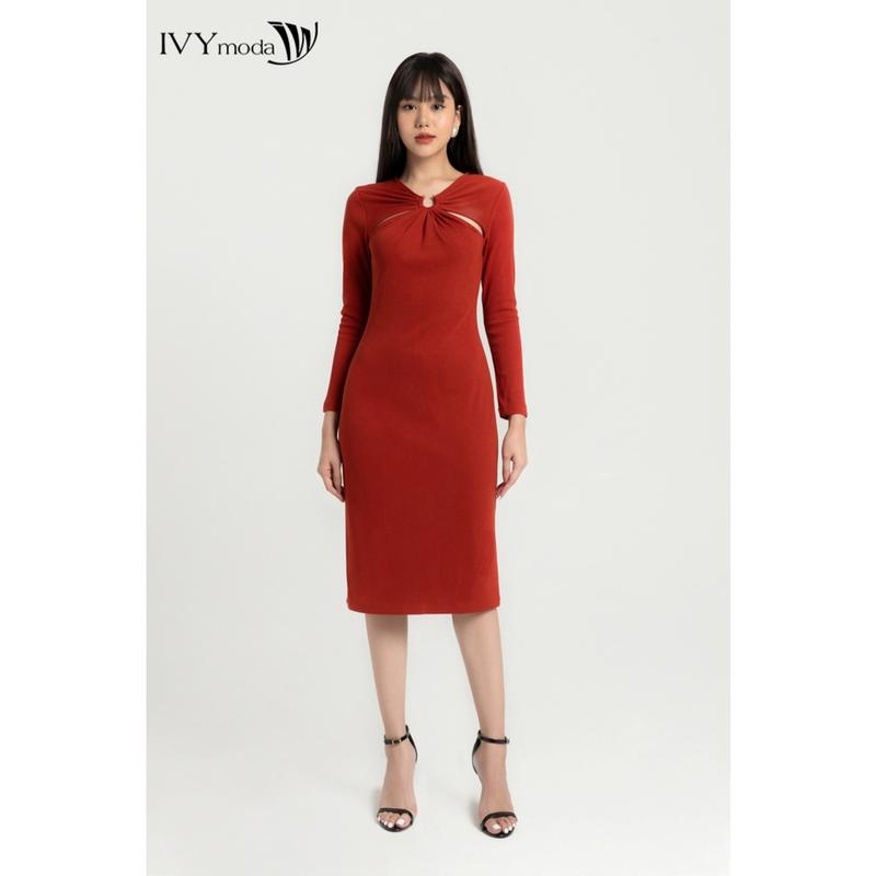 Đầm thun nữ ngực cut-out IVY moda MS 42M8005