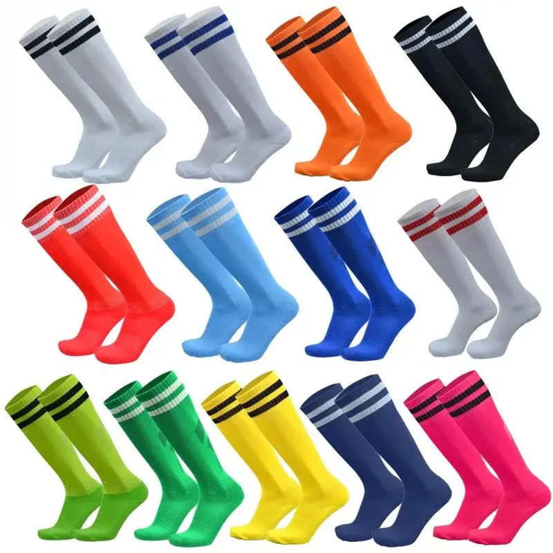 1 pair of adult football socks Children's non-slip over-the-knee ball socks Student striped sports socks