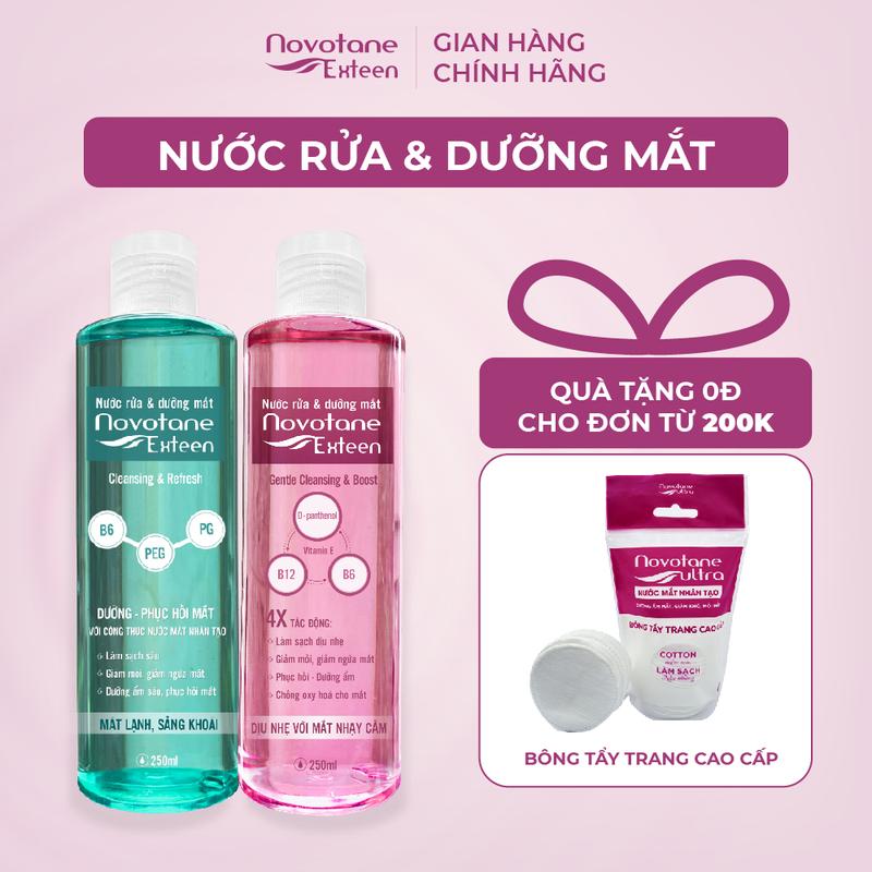  Combo 2 nước rửa mắt và dưỡng mắt Làm Sạch Bụi Bẩn Dưỡng Mắt Hỗ Trợ Giảm Khô Mắt Mỏi Mắt Novotane Exteen 250ml 