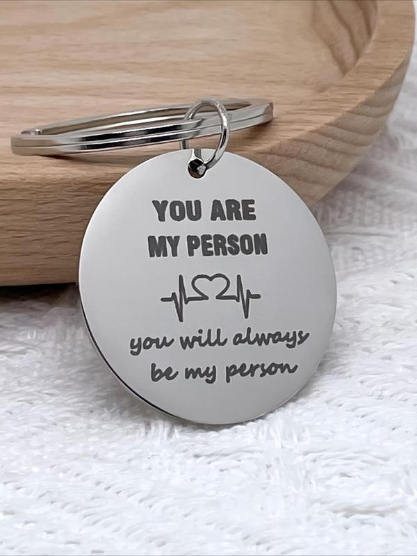 Stainless Steel Keychain, You Are My Person Letter Engraved Keychain for Couples, Romantic Engraved Keychain Gift Set for Boyfriend Girlfriend, Valentine's Day, Gift 2