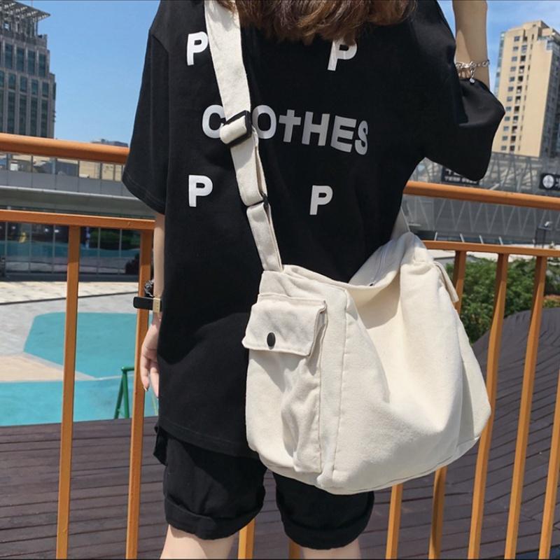 Túi Đeo Chéo , Túi  Hộp Vuông Vải Canvas Thời trang Học Sinh Đi Học Đi Chơi_TVT Bag Đeo Vai Tote Chữ Nhật 5