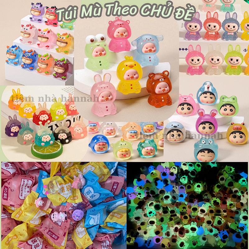 Set 5 Túi Mù Tự Xé May Mắn - Mô Hình Đồ Chơi Màu Thật, Màu Holo, Dạ Quang, Túi Kẹo May Mắn, Charm DIY mini