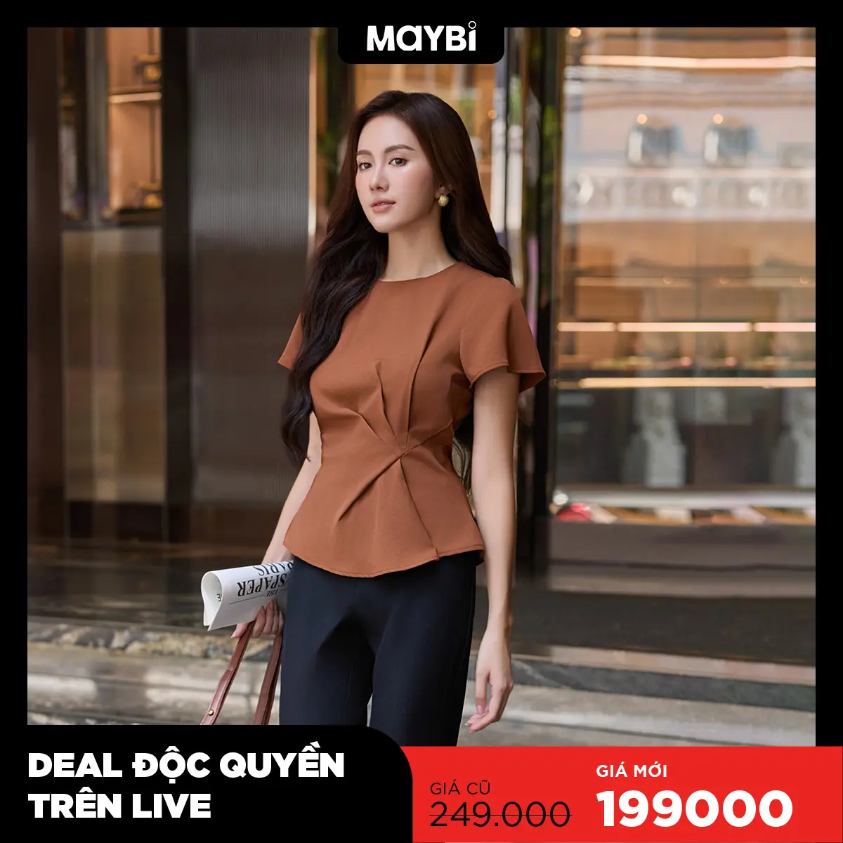 Áo peplum xếp ly eo tay bồng Maybi