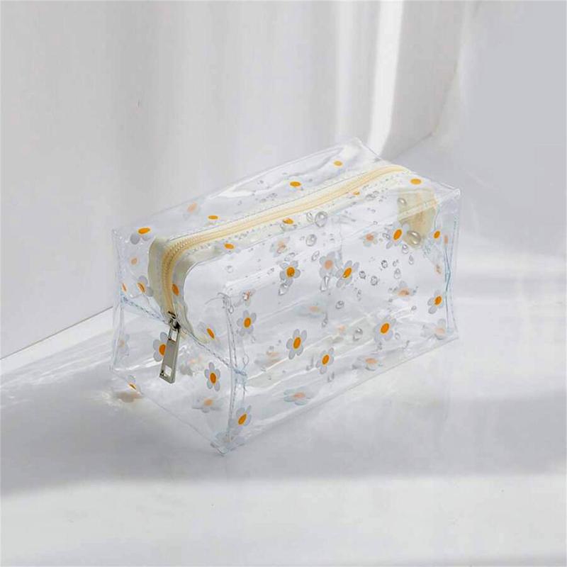 Flower Pattern Clear Makeup Bag, Portable Cosmetic Storage Bag, Zipper Makeup Organizer Pouch, Versatile Storage Bag for Skincare, Lotion, Cream, Lip Balm, Eyeliners, Stationery, Makeup Holder 8