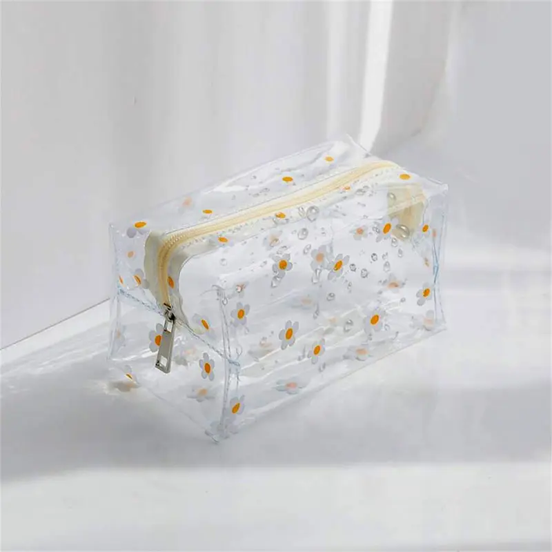 Flower Pattern Clear Makeup Bag, Portable Cosmetic Storage Bag, Zipper Makeup Organizer Pouch, Versatile Storage Bag for Skincare, Lotion, Cream, Lip Balm, Eyeliners, Stationery, Makeup Holder 8