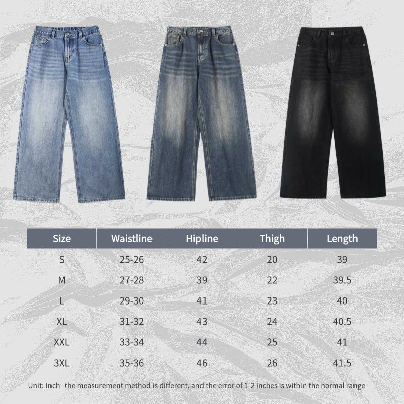 Product Introduction of Men's jeans, baggy jeans, straight legs, retro, American style. 10
