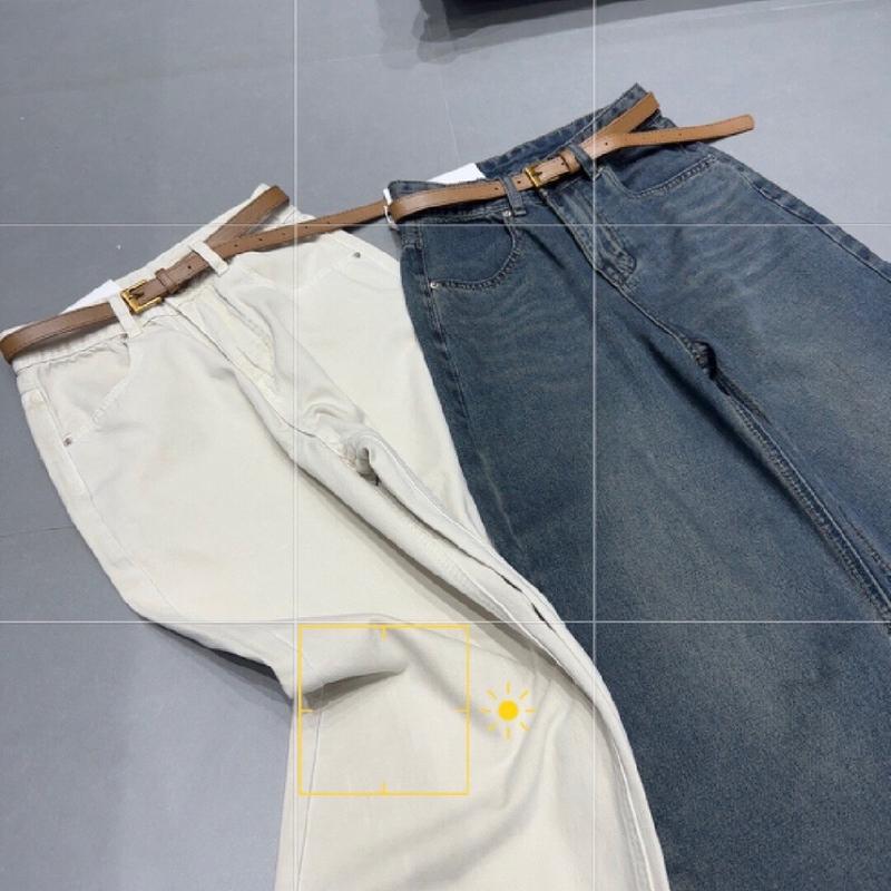 Lynk Nhi • Quần jeans xuông nấm kèm đai 2 màu dài 92cm phù hợp cao 1 m57 trở xuống ( hàng QC L1)# Q3091 Nữ Women Pants 7