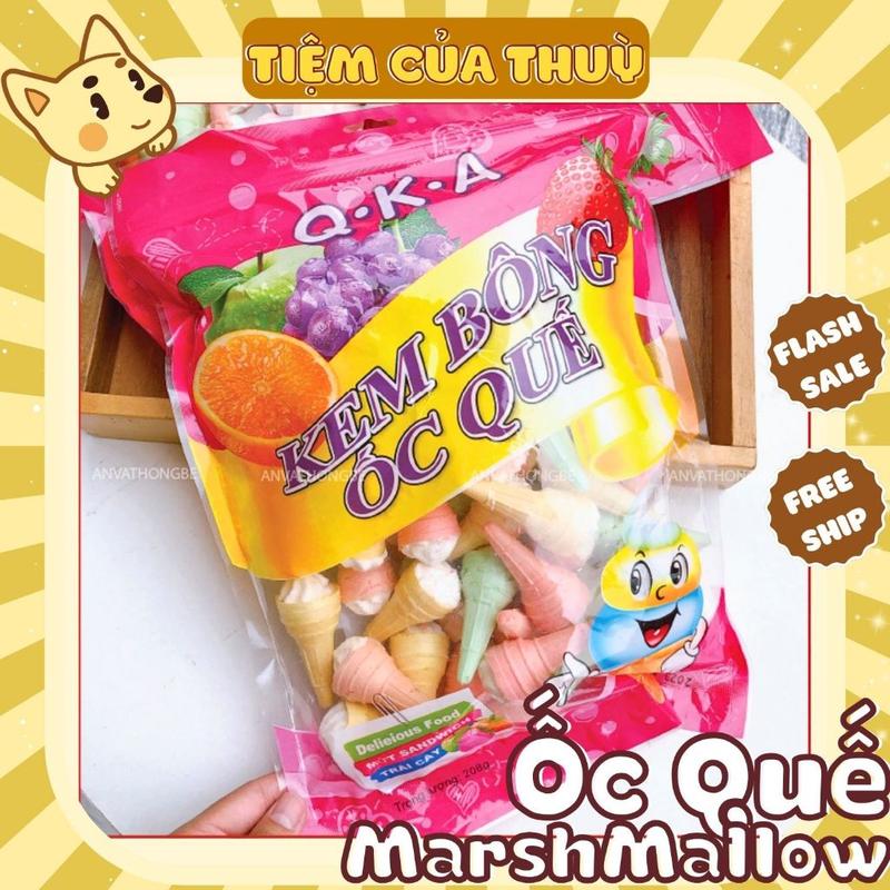  Kẹo Kem Bông Ốc Quế Kẹo Bông Gòn Marshmallow đồ ăn vặt tuổi thơ Tiệm ăn vặt Thuỳ Bùi 