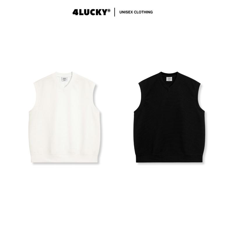 Áo Gile Basic Unisex Form Rộng 4LUCKY, Áo Gile Nam Nữ Vải Sọc Gân Ngang 6604