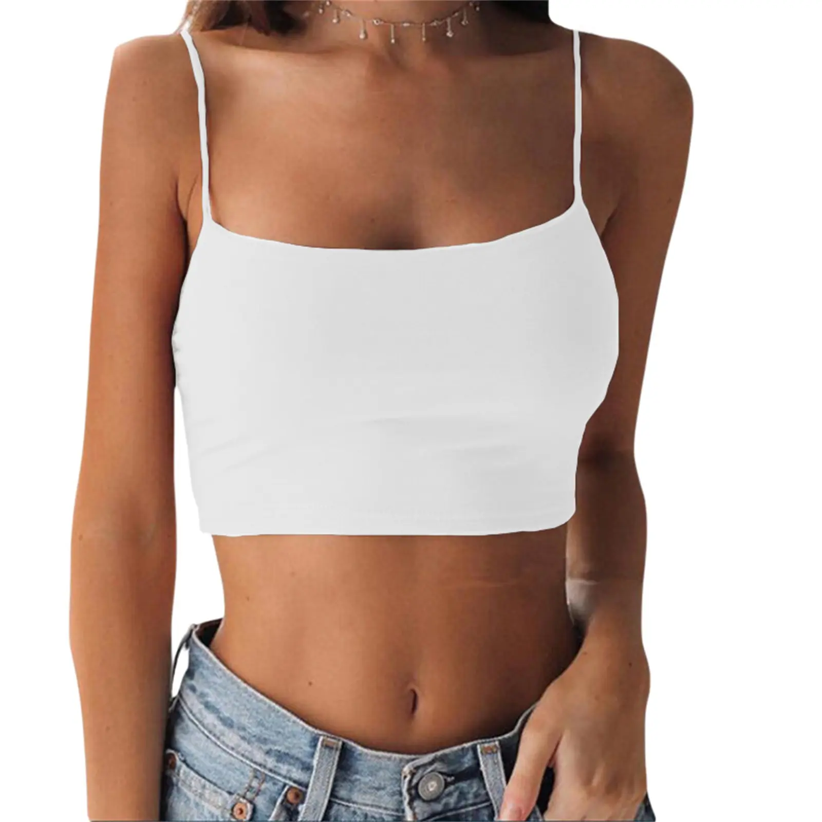 Women Sexy Top, Sling Solid Color Slim Low Chest Tank, Summer Hollow Back Wild Fashion Top Shirt