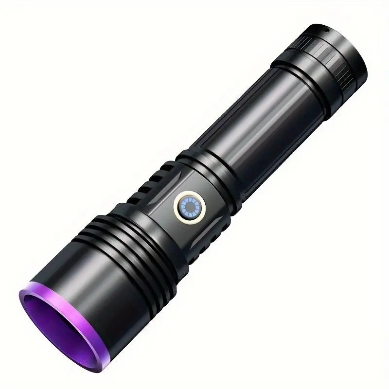 Quad-core Ultraviolet Lamp, Rechargeable Purple Light Flashlight with One-touch Switch, Purple Light Identification Lamp for Indoor Outdoor Use