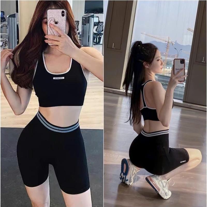 Bộ quần áo tập gym, yoga nữ sẵn đệm ngực quần legging lửng nâng vòng 3 đẹp 9063 Sport Tập Thể Dục Chạy Bộ