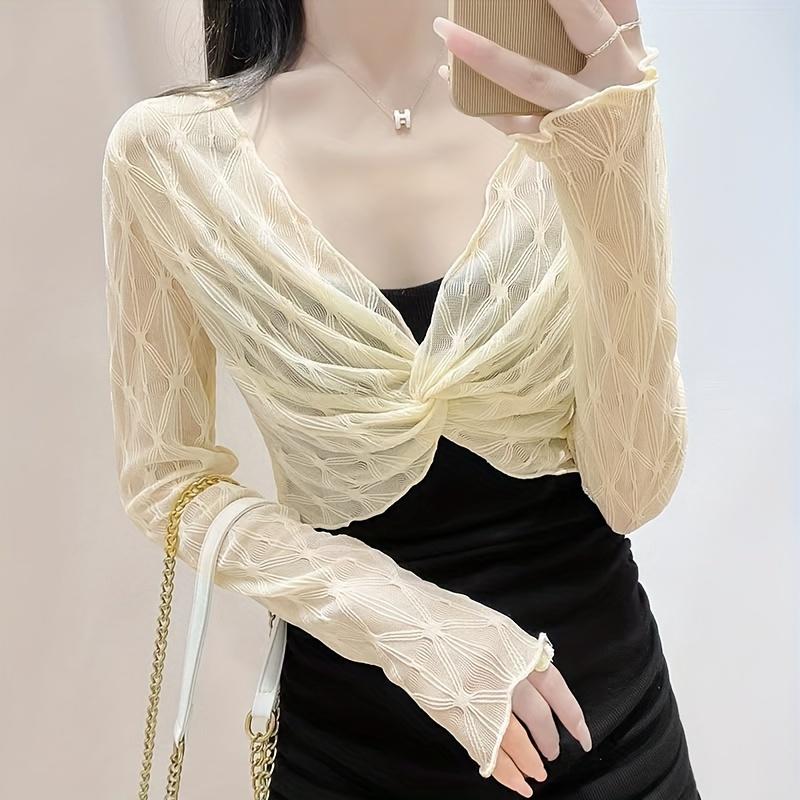 Áo Choàng Ren Nhẹ Dành Cho Nữ, Che Nắng Và Chống Gió, Áo Cardigan Dệt Kim Kẻ Sọc, Thiết Kế Thanh Lịch Và Bán Trong Suốt, Không Tay, Thích Hợp Cho Trang Phục Đi Biển Và Đeo Buổi Tối, 1 Mảnh, Chỉ Giặt Tay, Dệt Cao Cấp khăn  đội  đầu  nàng  thơ