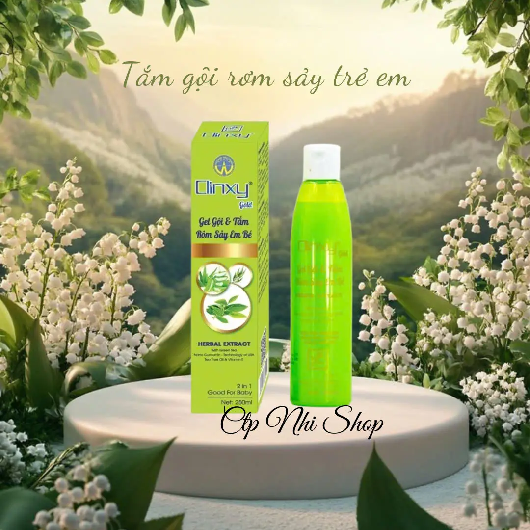 COMBO 2 CHAI CLINXY GOLD - GEL GỘI VÀ TẮM EM BÉ NGĂN NGỪA RÔM SẢY( CHAI/250ML) sữa  tắm nuoctam  chobe tambe thao duoc
