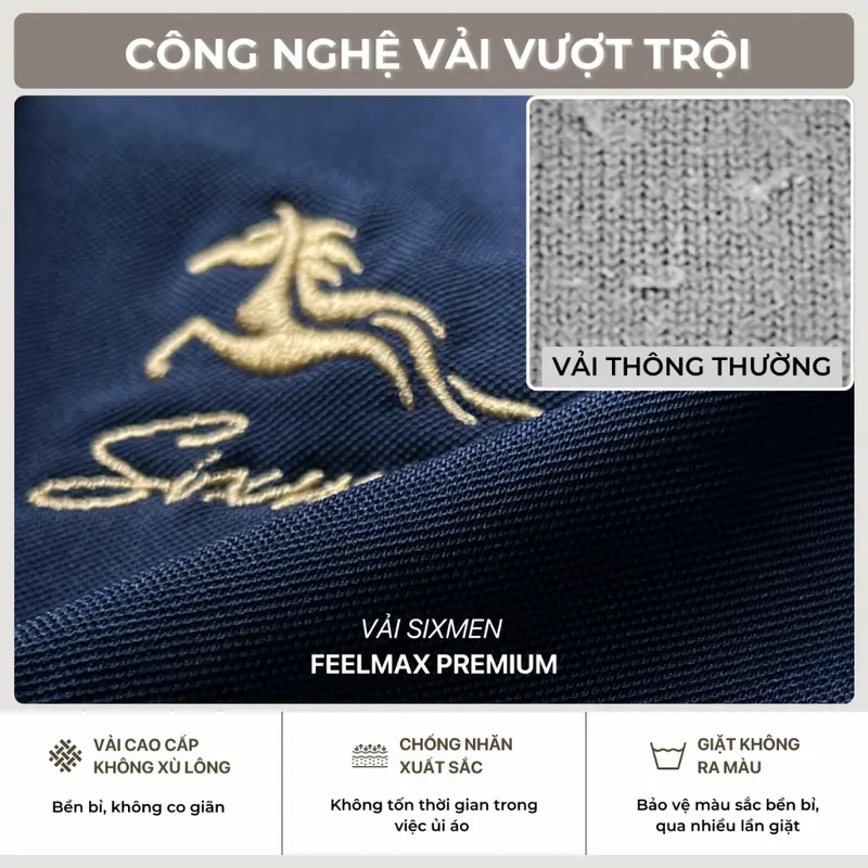 Áo Polo nam Thêu cao cấp SIXMEN [Tặng Hộp Gói Quà] Mã Đáo Thành Công - Áo thun polo vải thoáng mát 6