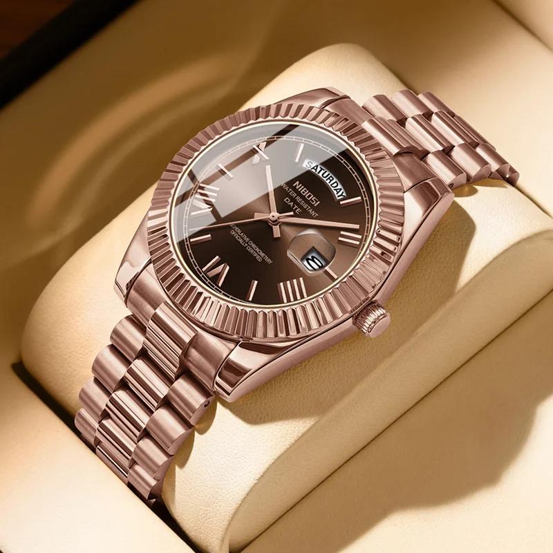 (Full box) Đồng hồ đeo tay nam sang trọng dây thép đúc đặc nguyên khối Date R694 chống nước 3ATM sinh hoạt kính chống trầy chống va đập bảo hành 3 năm - Đồng hồ đeo tay nam watch men