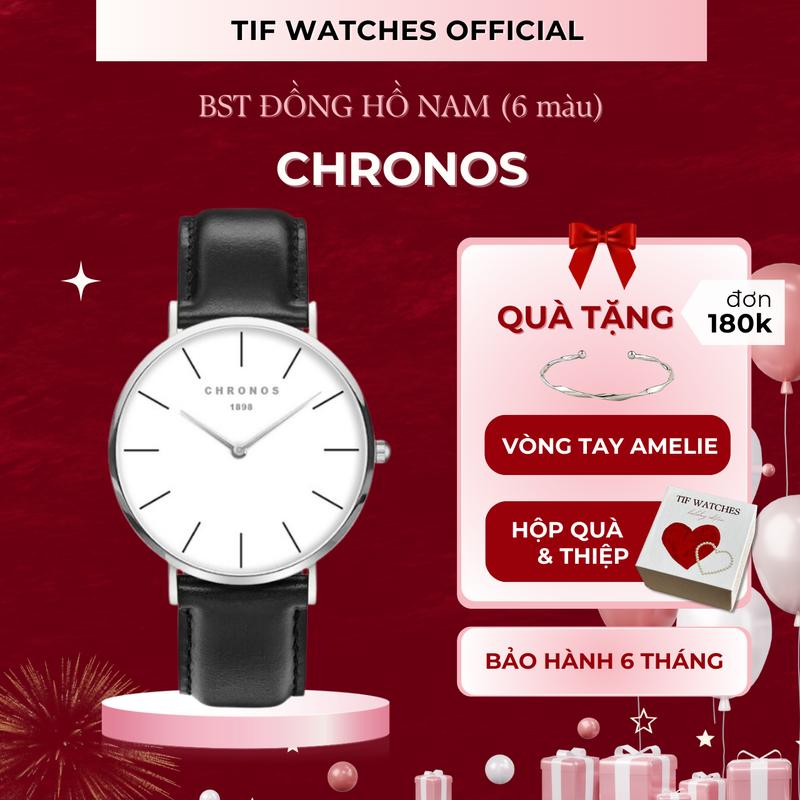 Đồng Hồ Nam CHRONOS Tif Watches Dây Da Chống Nước Độ Bền Cao Thấm Mồ Hôi Đeo Tay
