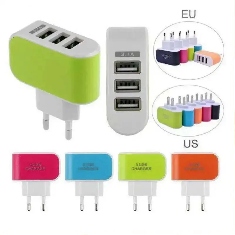 Bộ Chuyển Đổi Tường Đa Cổng USB, Thông Dụng, Phích Cắm EU / US, Bộ Chuyển Đổi Tường, Khối Hình Khối, AC 110-220V, Bộ Chuyển Đổi Sạc Du Lịch, Màu Pastel, Cho Gia Đình 0