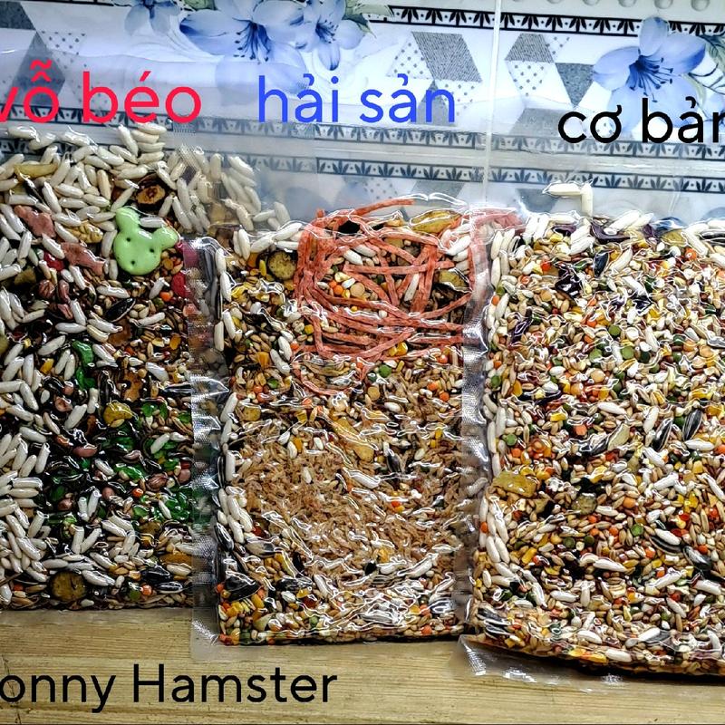Combo 3 bịch thức ăn cao cấp dành cho hamster gồm cơ bản vỗ béo và hải sản