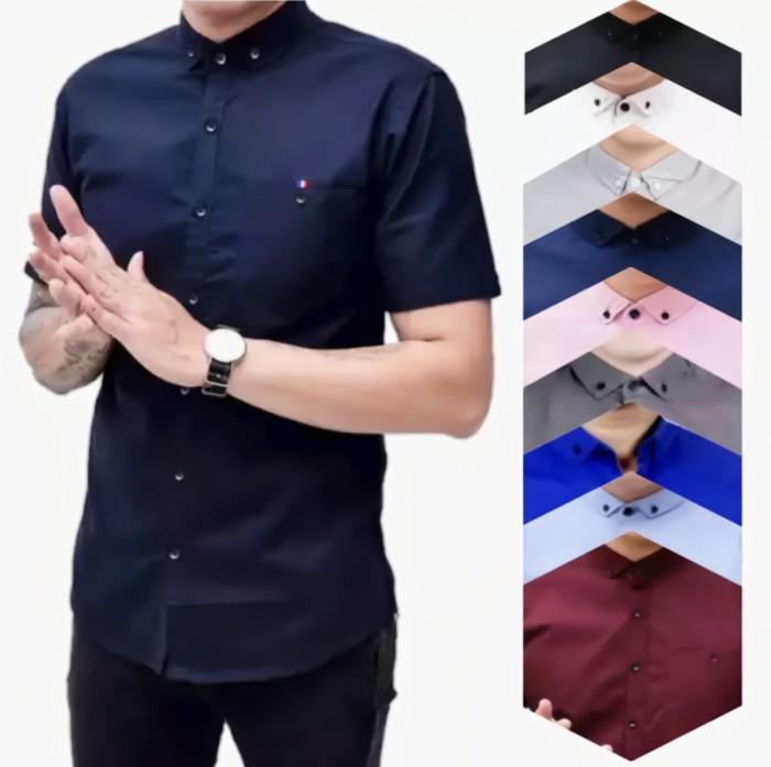 Product Introduction of Kemeja Pria Lengan Pendek Formal Casual Baju Kemeja Dewasa Distro Terbaru Katun Cowok Keren Hem Slimfit Hitam Kantor 1