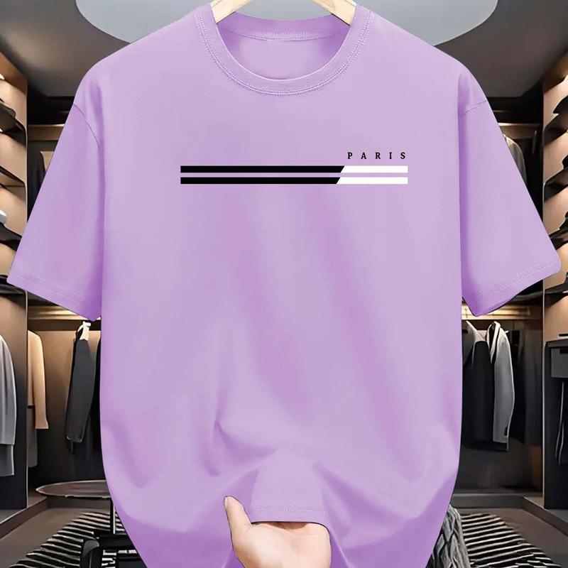 Men's summer casual T-shirt simple digital print plus loose short sleeved top 5