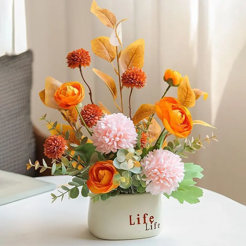 Nordic Artificial Flower Living Room TV Cabinet Home Dining Table Coffee Table Top Fake Flower Entrance Decoration Furnishings Decorative Fruit Plant Ornaments