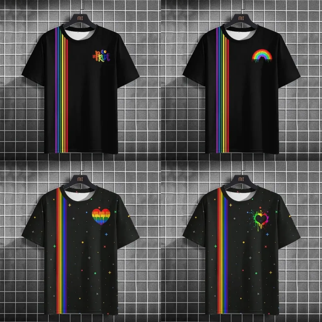 Áo Thun LGBT, In Họa Tiết Cầu Vồng Tháng Tự Hào, Hợp Xu hướng Mới 2024, Dành Cho Nam Và Nữ, Phong Cách Thường Ngày Áo Sơ Mi ngắn Tay Mùa Hè Tình Yêu Đồng Tính Nữ Menswear Menswear