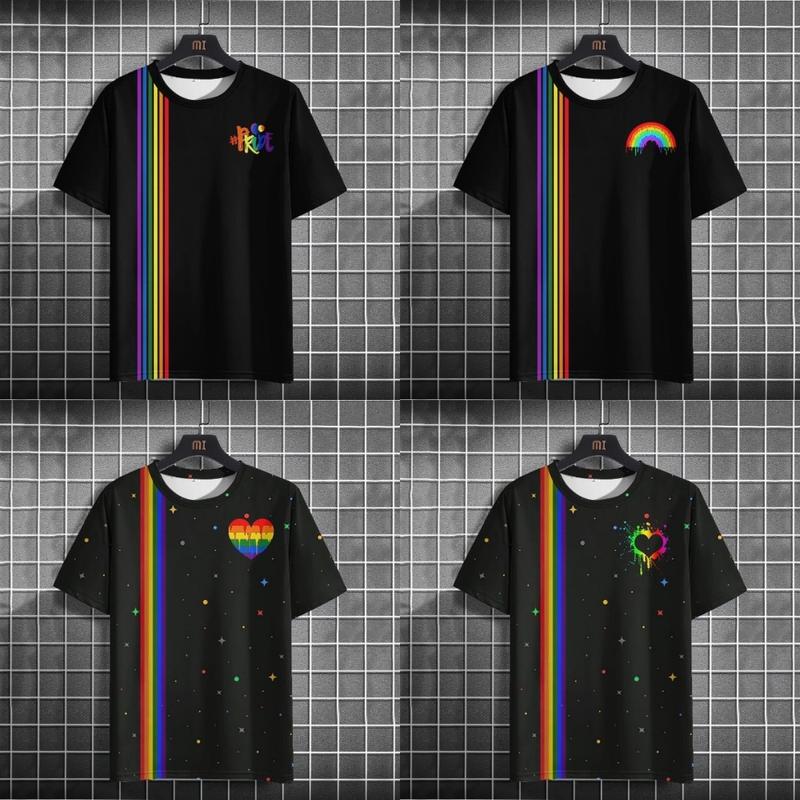 Áo Thun LGBT, In Họa Tiết Cầu Vồng Tháng Tự Hào, Hợp Xu hướng Mới 2024, Dành Cho Nam Và Nữ, Phong Cách Thường Ngày Áo Sơ Mi ngắn Tay Mùa Hè Tình Yêu Đồng Tính Nữ Menswear Menswear 0