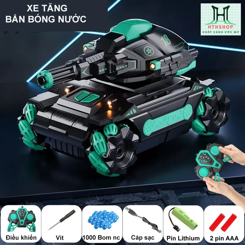 Khai trương: Xe Tăng Loại siêu to (29 x18x17 cm), Đồ chơi trẻ em bé trai, đồ chơi siêu xe tăng, điều khiển từ xa, Bắn bom nước. Pin Sạc, toy Đèn 0