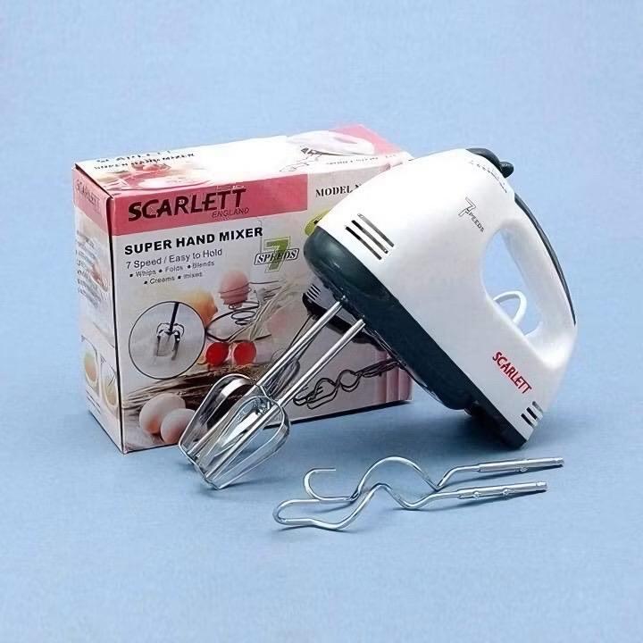 Máy Đánh Trứng Cầm Tay 7 Tốc Độ Công Suất 180W, Đánh Kem, Bọt Cafe, Trộn Bột