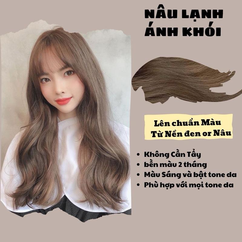 Thuốc Nhuộm tóc Nâu Lạnh Ánh kHói Đổi Màu Tóc Nữ Không mùi