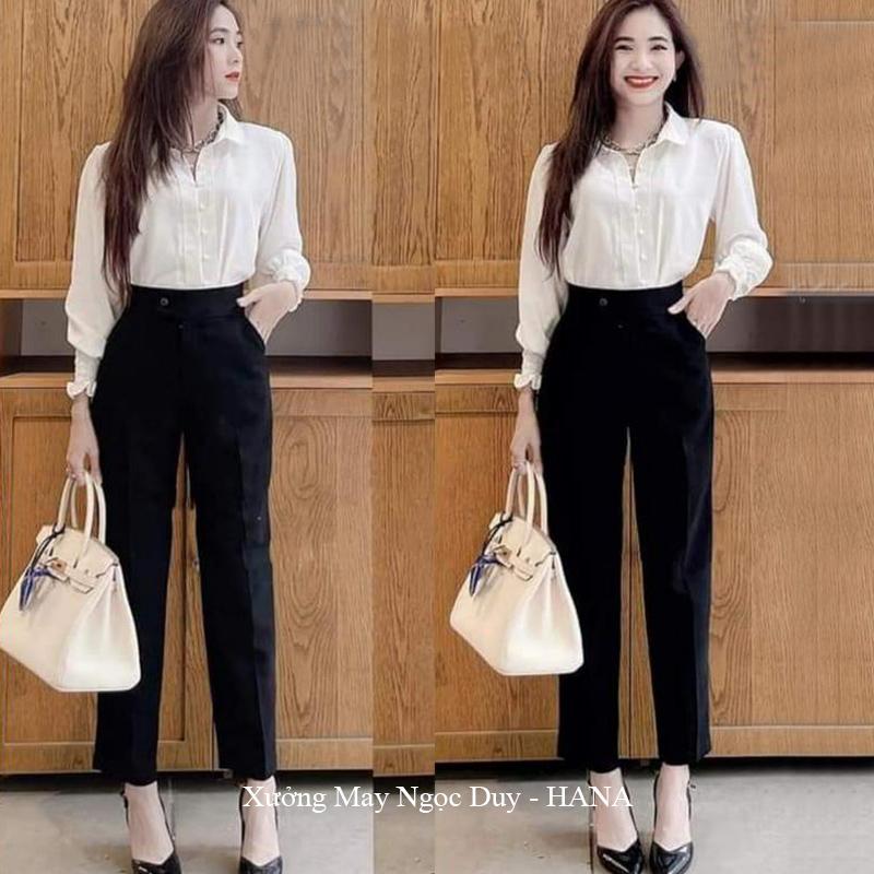 Quần Tây Nữ Công Sở Lưng Cao 1m50 1m55 1m60 Che Bụng Đùi To 9 Tấc Ống Đứng Suông Dài Dáng Quần Tây Đi Học Nữ Cấp 3 2 Sinh Viên Đáy Cao