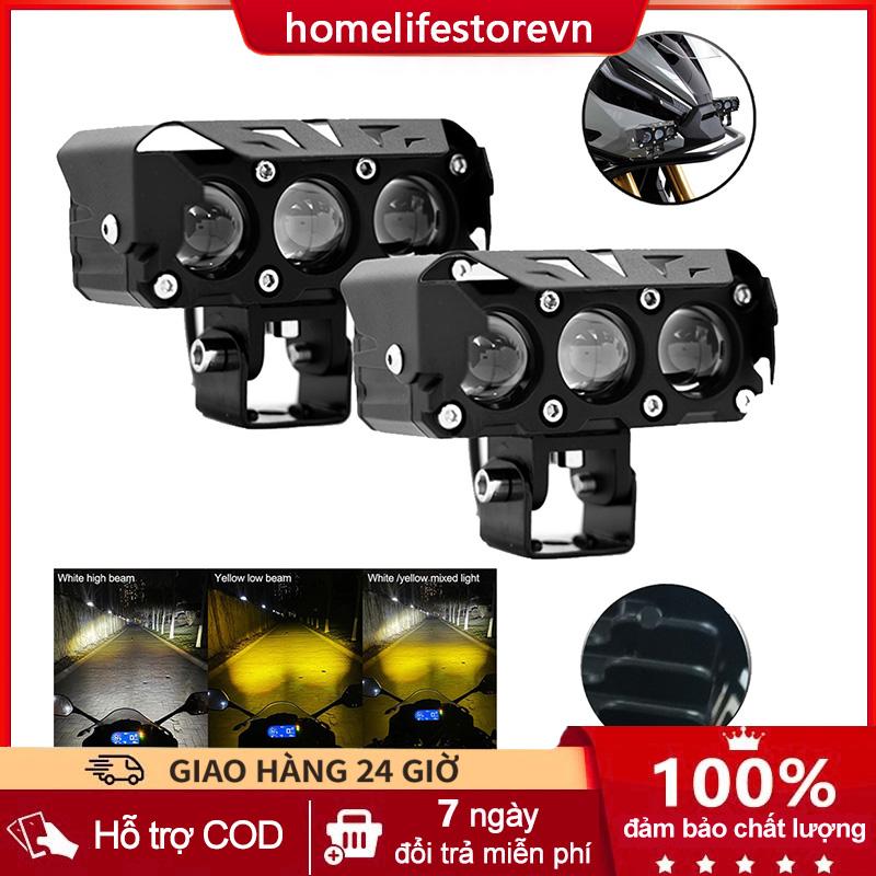 Trợ Sáng Bi Cầu S25, 1 Đèn Tích Hợp 2 Bi Cầu, Cos Vàng Pha Trắng, Phá Sương Mù, Lắp Ô Tô Xe Máy Xe Tải ----1pcs/2pcs 0