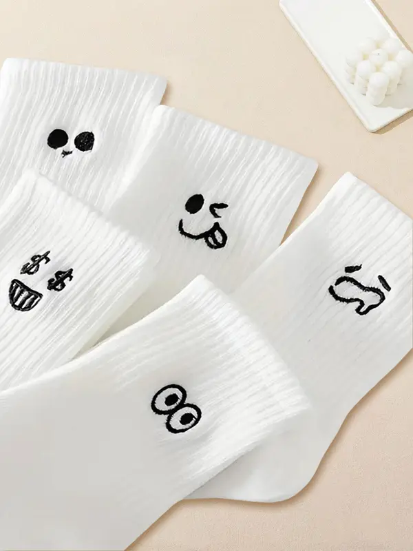 Women's Cartoon Pattern Mid-calf Socks, Cute Comfy Breathable Socks for Daily Wear, Women's Socks for Summer 6