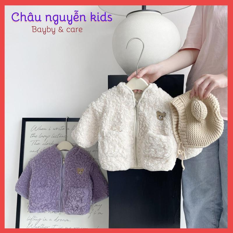 [Form to giảm 1 size] Áo khoác lông cừu lót nhung dày ấm cho bé trai bé gái hàng QC Châu nguyễn kids