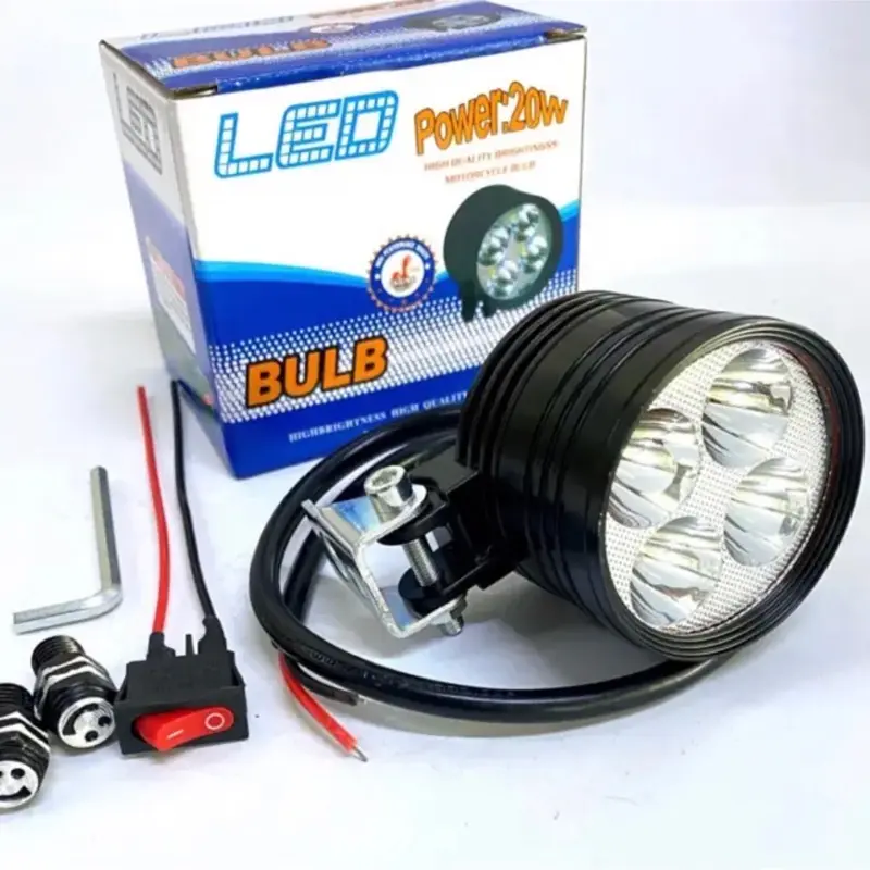 ĐÈN TRỢ SÁNG L4 NGẮN 20W 3 CHẾ ĐỘ CÓ CÔNG TẮC GẮN CHO CÁC DÒNG XE MÁY Kem 2