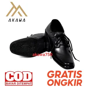 SEPATU FANTOFEL TALI PRIA SEPATU FORMAL PRIA SEPATU AKAWA SEPATU GURU Kerja Hitam Pantofel Shoes
