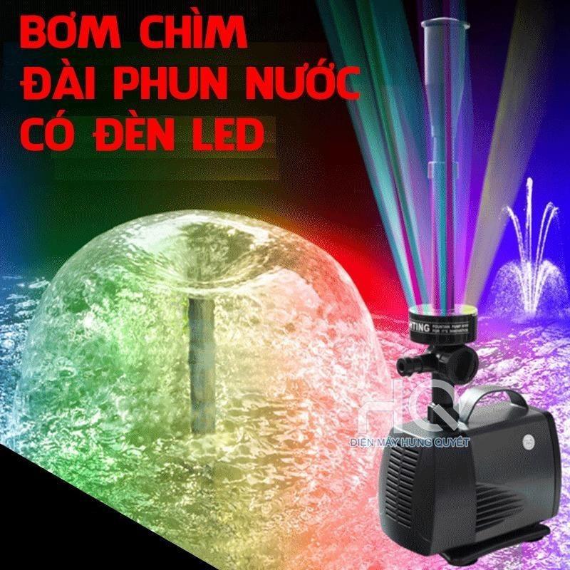 Máy bơm chìm có đèn Led tạo đài phun nước bơm Led tạo cảnh non bộ cảnh quan sân vườn nhiều chế độ vòi phun