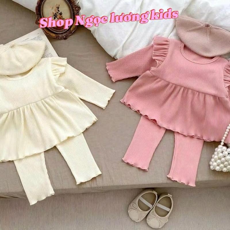 (6-16kg) Set Áo tăm dài tay Baby Doll cho bé gái bộ thun lạnh đồ đồ  bộ cổ bộ  minky mom bộ  thun tay  day e