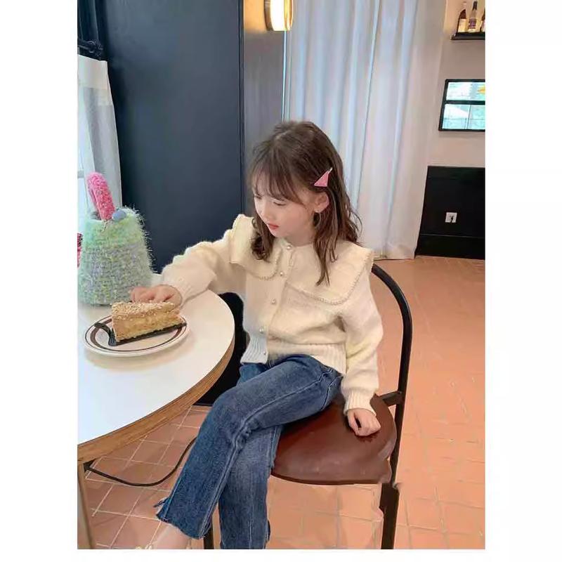 Girls' Fashionable Cardigan Girl Knitted Sweater Kids' Sweater Middle and Big Children's Coat 2024 Spring New Bottoming Shirt Fashion 4