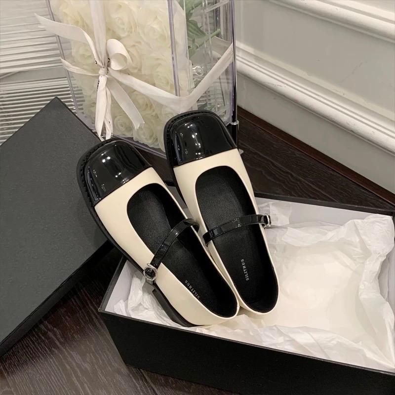 Giày lolita nữ mũi vuông bóng đế thấp quai cài Shoes 2