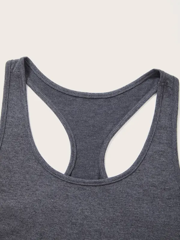 Women's Solid Round Neck Sports Vest, Breathable Comfortable Quick Drying Racer Back Tank Top for Gym Workout, Ladies Sportswear for Summer Yoga Workout 2